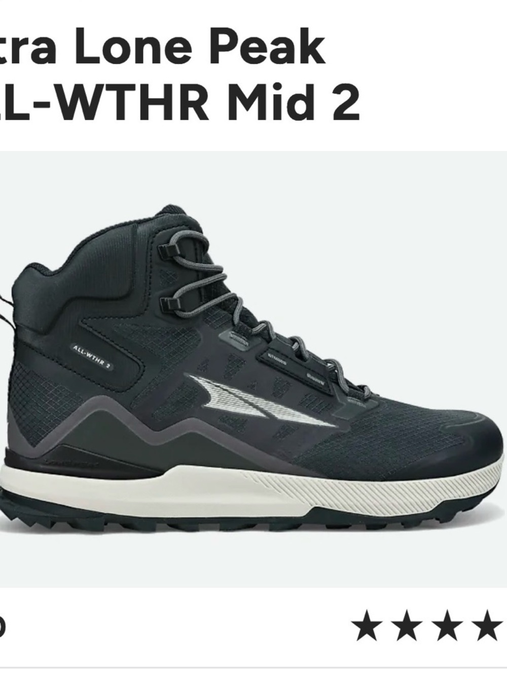 Altra Lone Peak ALL-WTHR Mid 2 Men's Black Waterproof Hiking Boots
